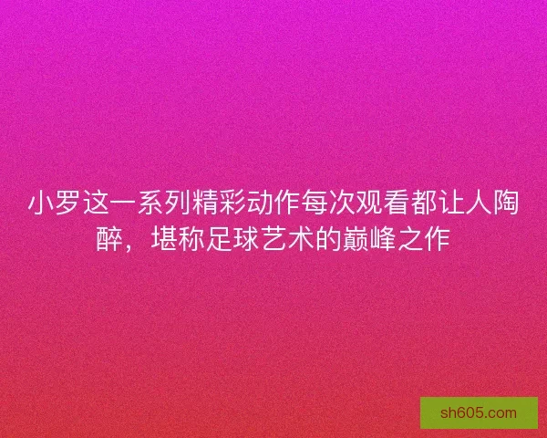 小罗这一系列精彩动作每次观看都让人陶醉，堪称足球艺术的巅峰之作